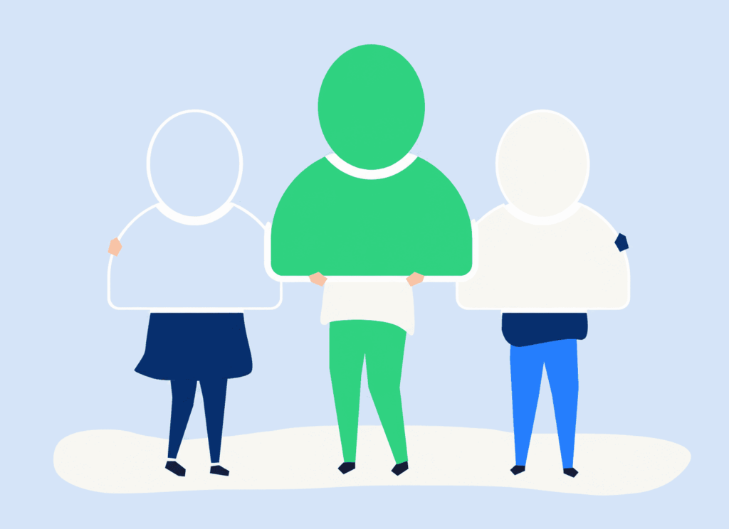 Blogbeitrag Zeitarbeit. Grafik mit Menschen zu sehen